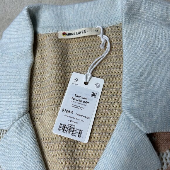 Marine Layer Asher Sweater Shirt Men’s Medium Knit Button Up Resort - Picture 4 of 6